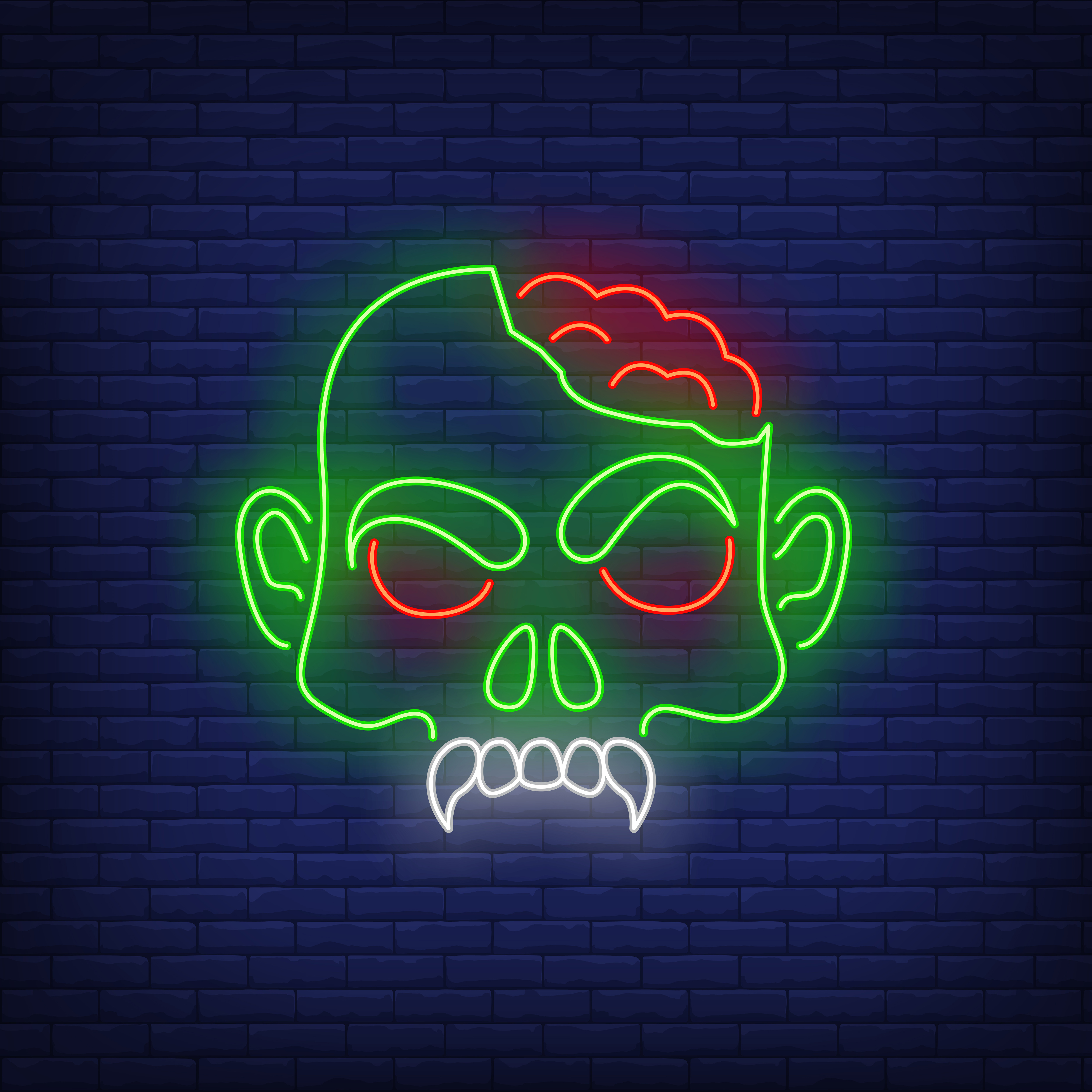 Zombie head with brains neon sign